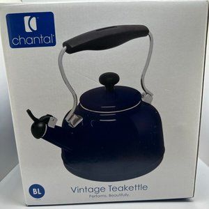 Chantal Vintage Enamel Teakettle Whistling Teakettle 1.7 Quarts Cobalt Blue